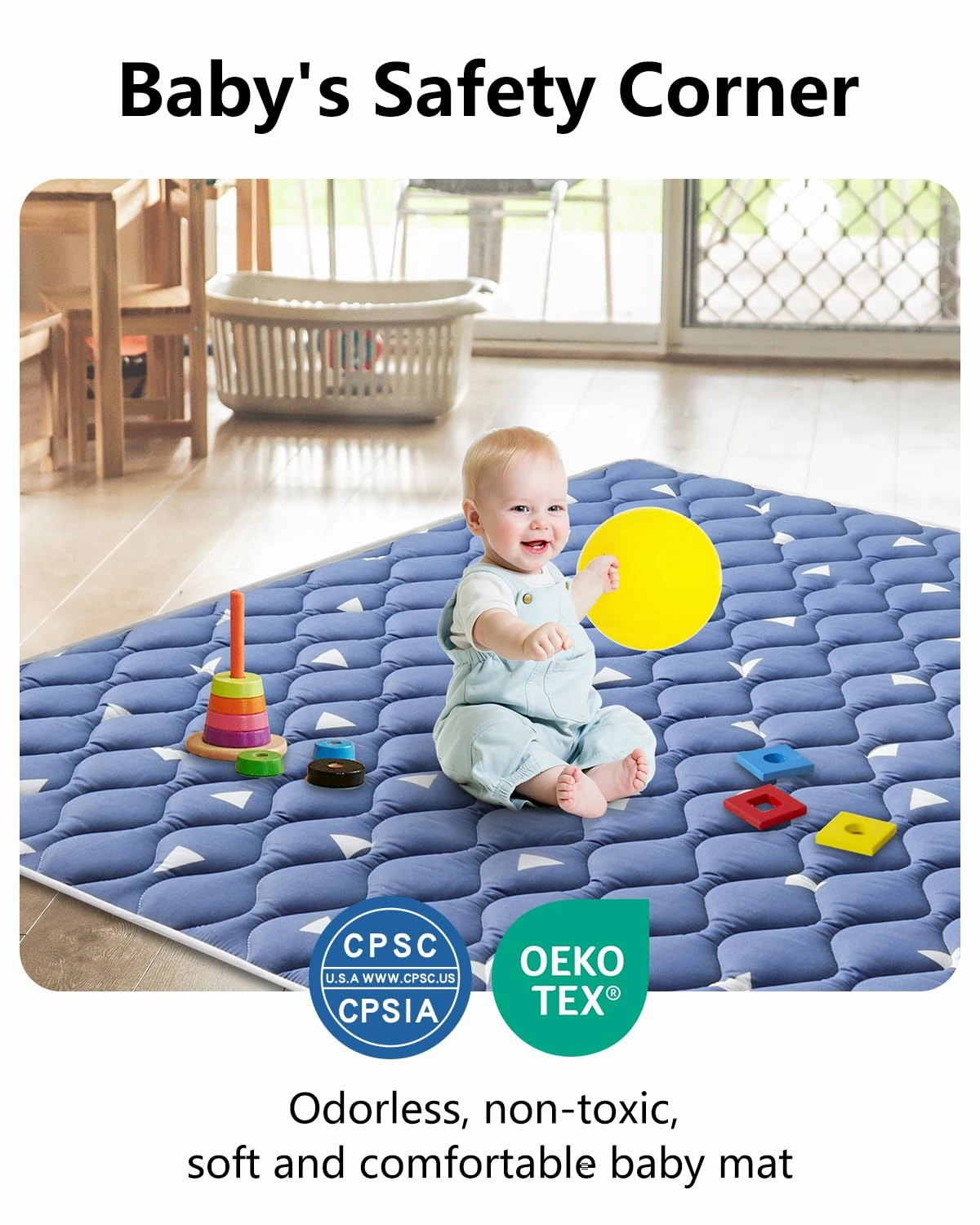 Premium Foam Baby Play Mats for Floor, 50x50 Playpen Mat, Thicken Soft Cushioning Foam Playmats for Infants, Babies, Toddlers, Non-Slip & Machine Washable
