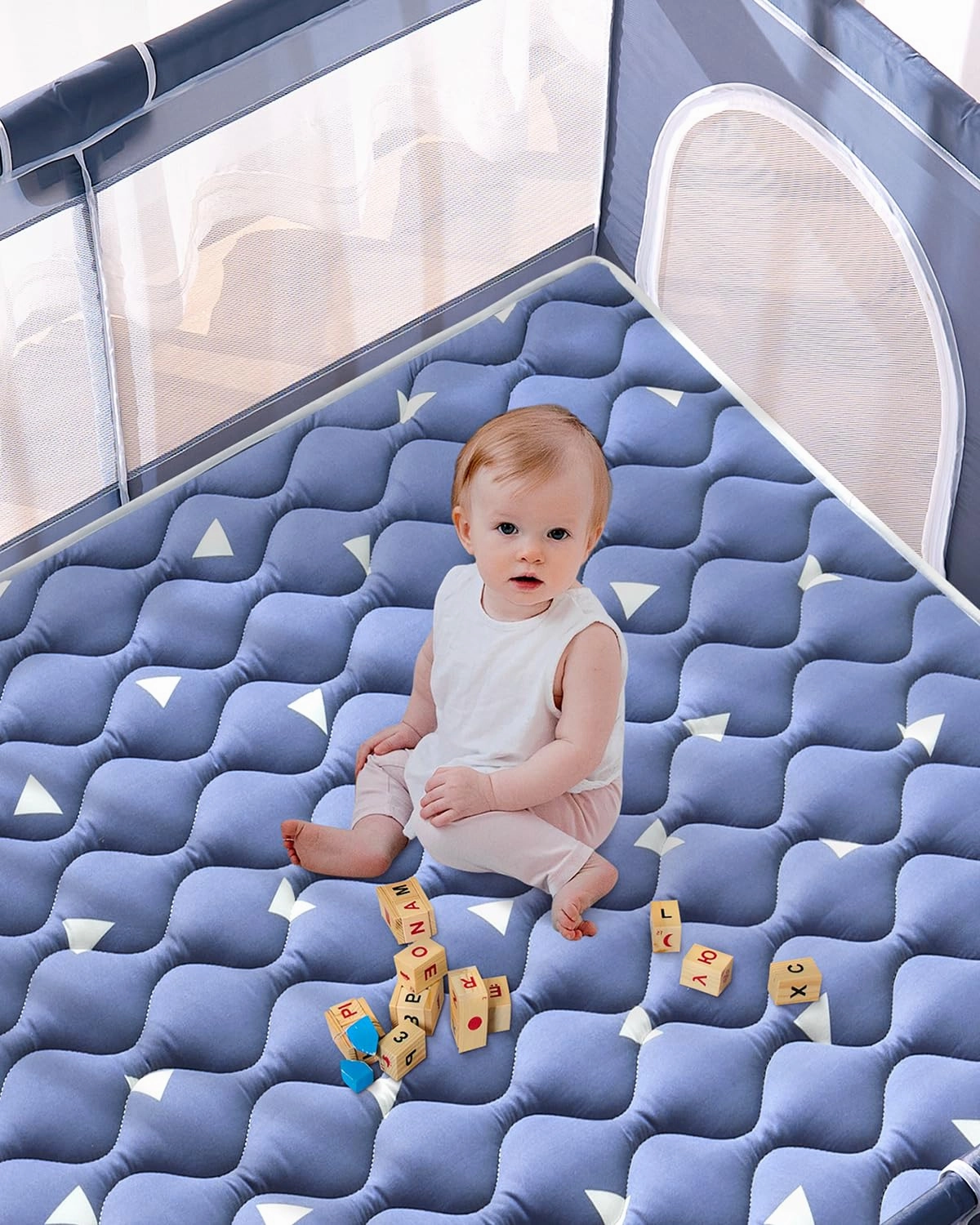 Premium Foam Baby Play Mats for Floor, 50x50 Playpen Mat, Thicken Soft Cushioning Foam Playmats for Infants, Babies, Toddlers, Non-Slip & Machine Washable