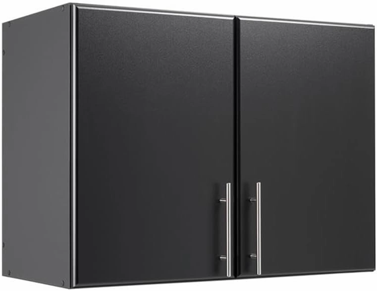 Prepac Elite Functional 8-Piece Garage Cabinets and Storage System Set G, Simplistic Garage Closet Shop Cabinets 16" D x 128" W x 89" H, Black, BRSX-1016-8M