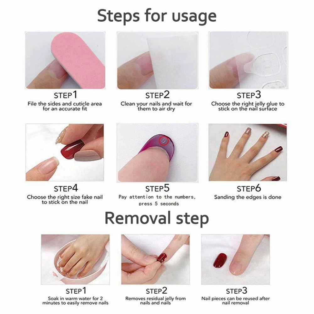 Press On Nails - Luxury Medium Almond 3D False Nails Women Reusable ABS Material Finger Printed Nail Tip French Salon Design Artificial Fingernail S size