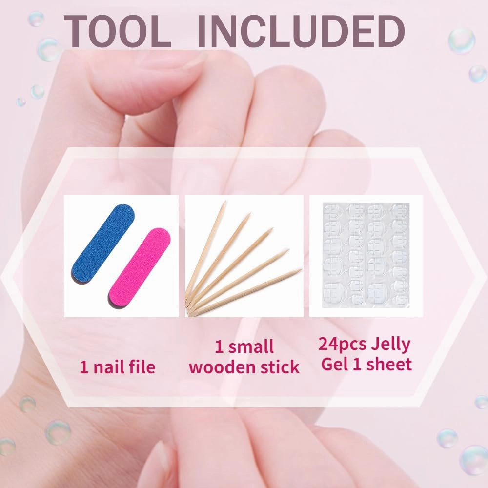 Press On Nails - Luxury Medium Almond 3D False Nails Women Reusable ABS Material Finger Printed Nail Tip French Salon Design Artificial Fingernail S size