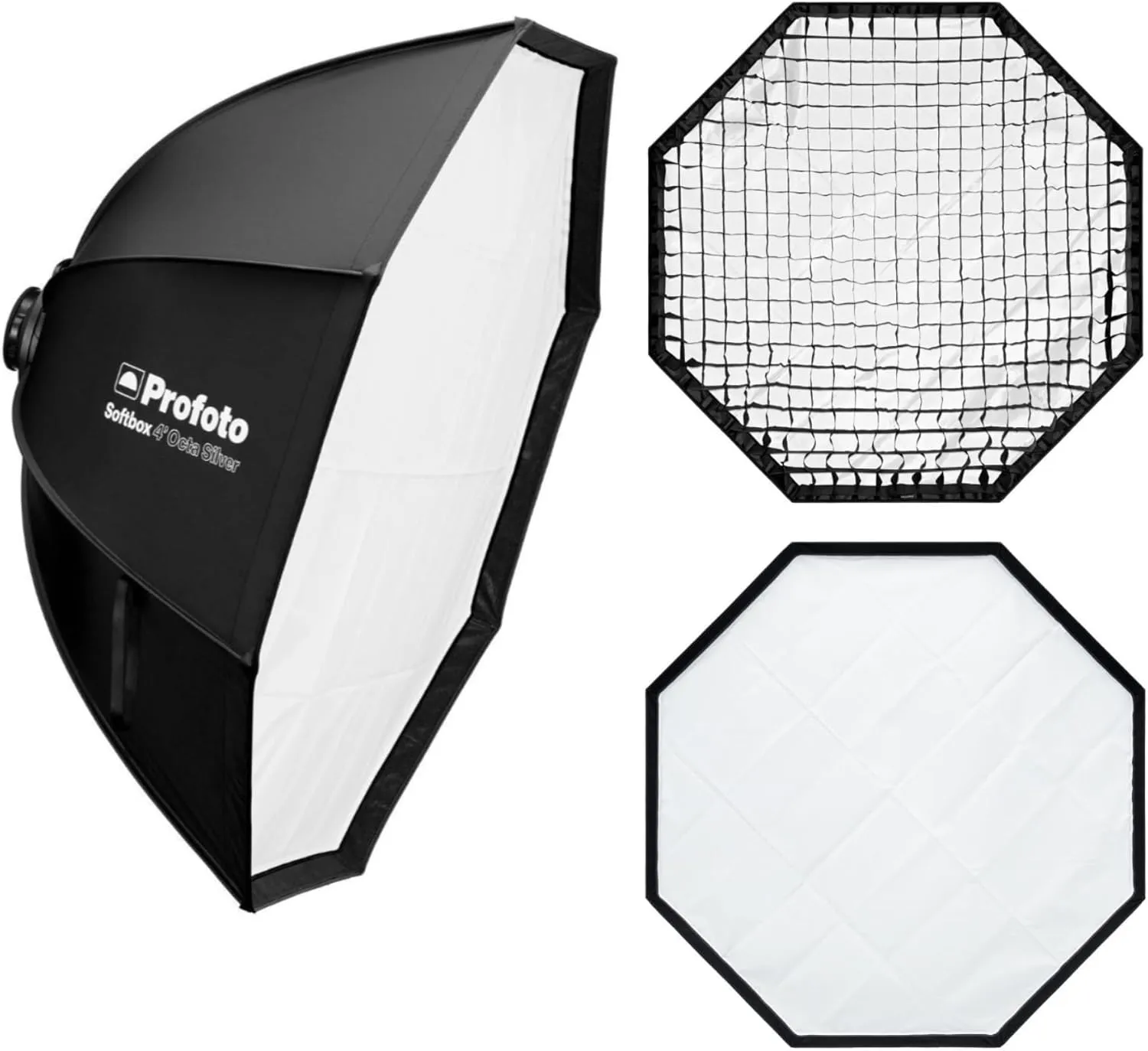 Profoto Softbox 4-Feet Octa with 1 F-Stop Diffuser (Silver) Bundle with Profoto Softgrid 4-Feet Octa for Softbox Line and Profoto Softbox 4-Feet Octa Diffuser Kit with 0.5 F-Stop Diffuser (3 Items)