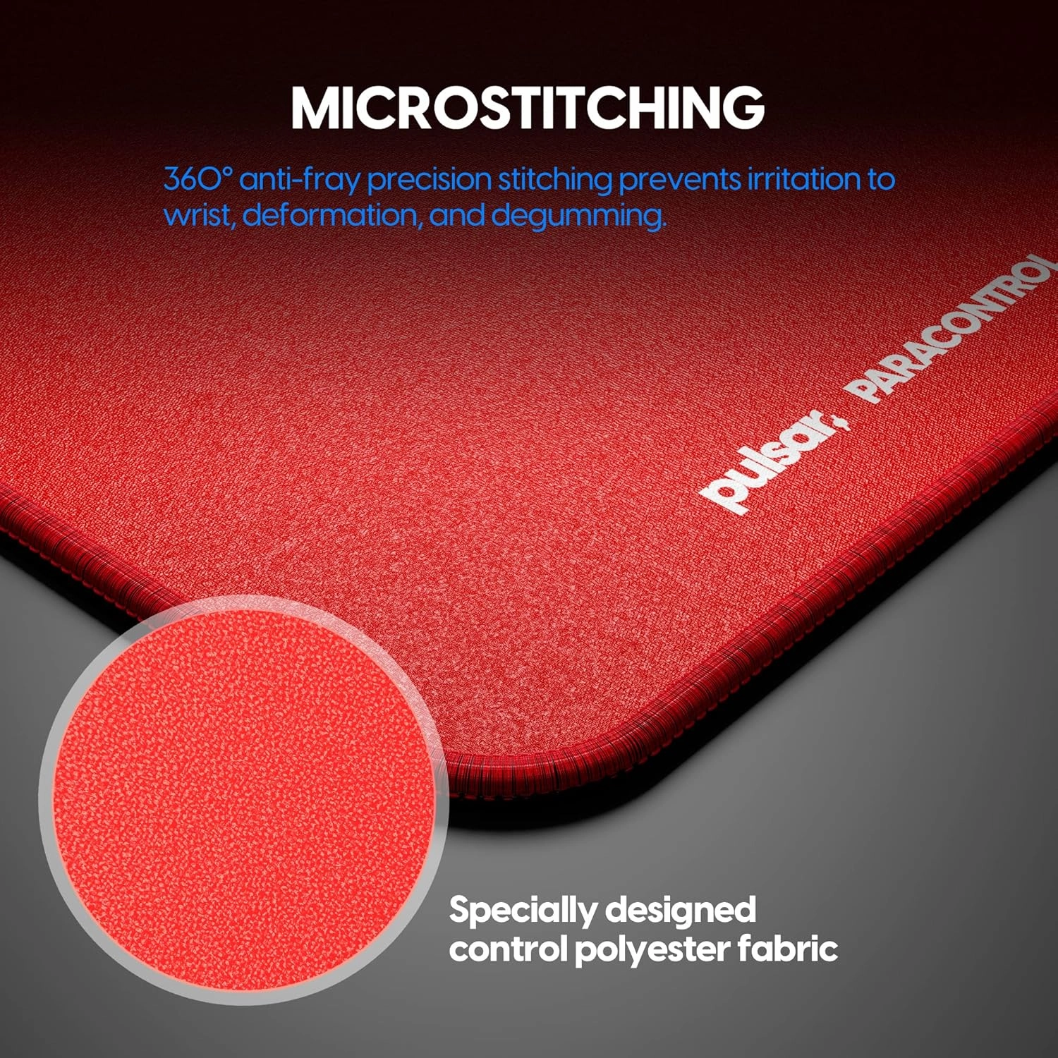 Pulsar - Paracontrol L Esports Level Premium Gaming Mouse Pad V2 - Medium to High Speed Pad Stitched Edge Durable Hybrid Top Surface 13 x 16.5 (L, Red)