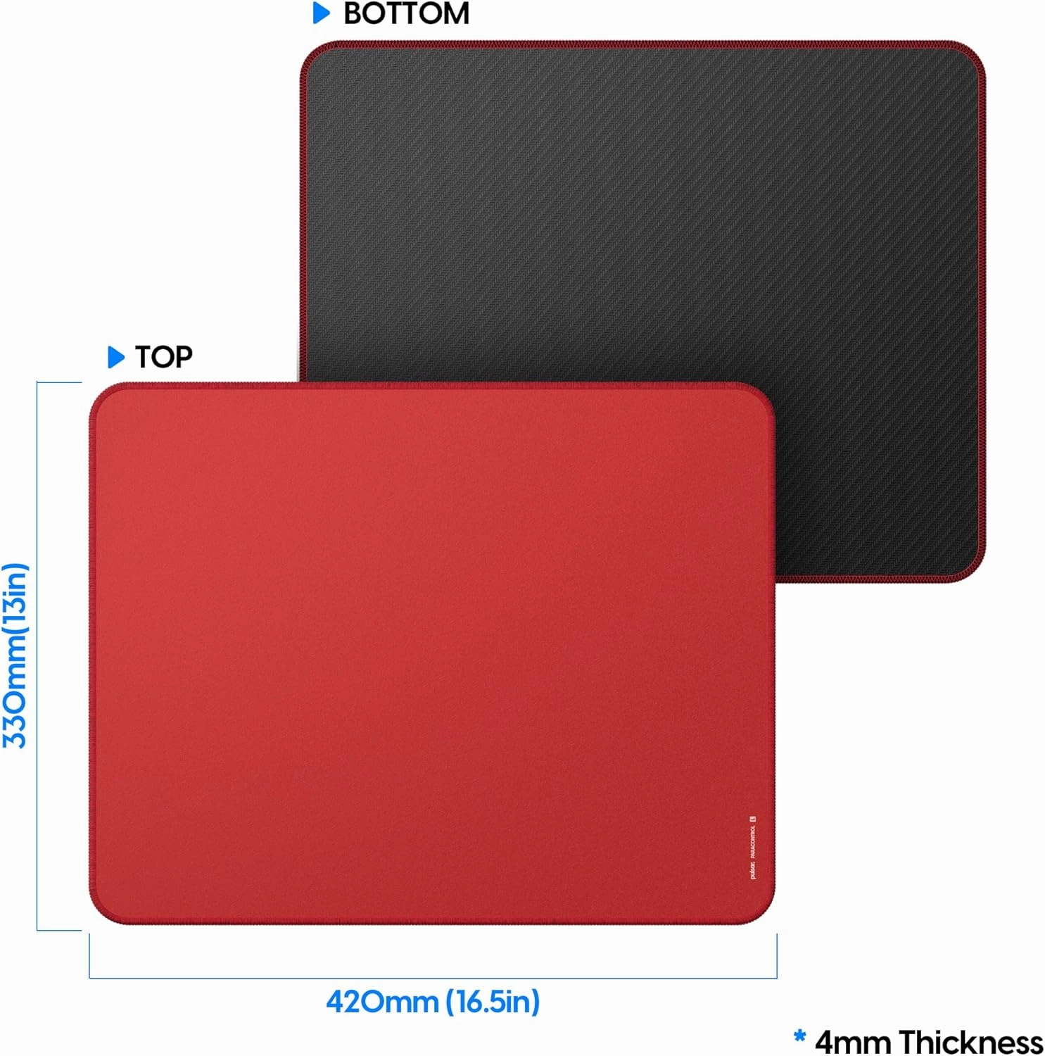 Pulsar - Paracontrol L Esports Level Premium Gaming Mouse Pad V2 - Medium to High Speed Pad Stitched Edge Durable Hybrid Top Surface 13 x 16.5 (L, Red)
