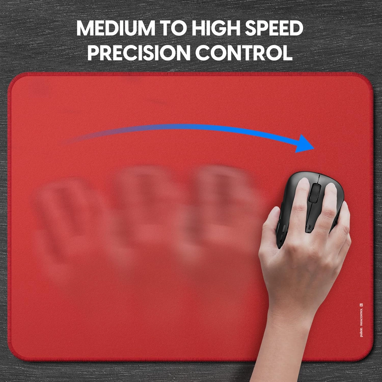 Pulsar - Paracontrol L Esports Level Premium Gaming Mouse Pad V2 - Medium to High Speed Pad Stitched Edge Durable Hybrid Top Surface 13 x 16.5 (L, Red)