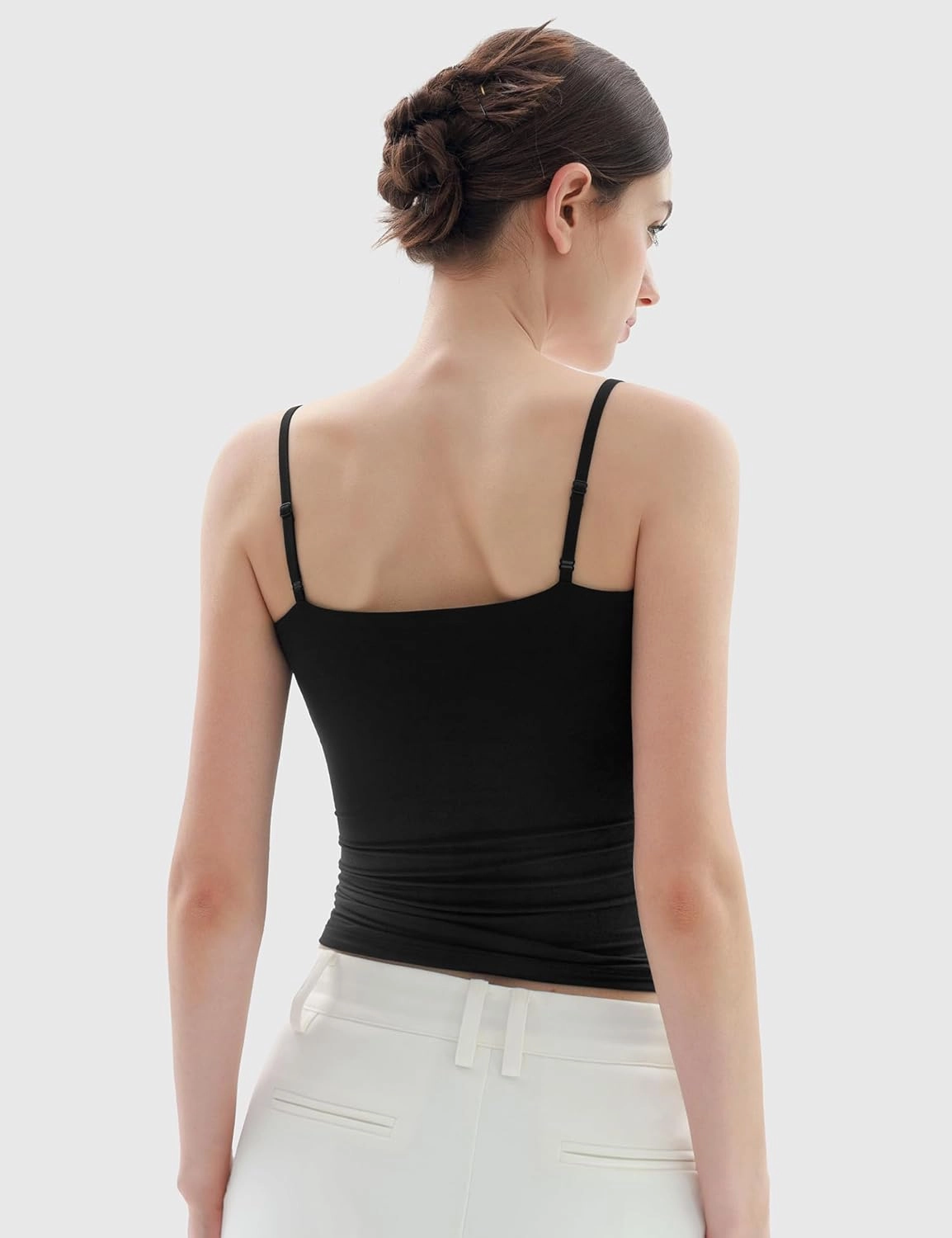 PUMIEY Women's Square Neck Tank Top Adjustable Spaghetti Straps Sleeveless Basic Tops Sharp Collection
