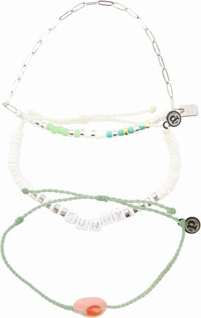 Pura Vida Bracelets Pack Sunny Seabright Days Bracelet Stack - Set of 3 Stackable Bracelets for Women, Summer Accessories & Cute Bracelets - 1 Chain Bracelet & 2 String Bracelets