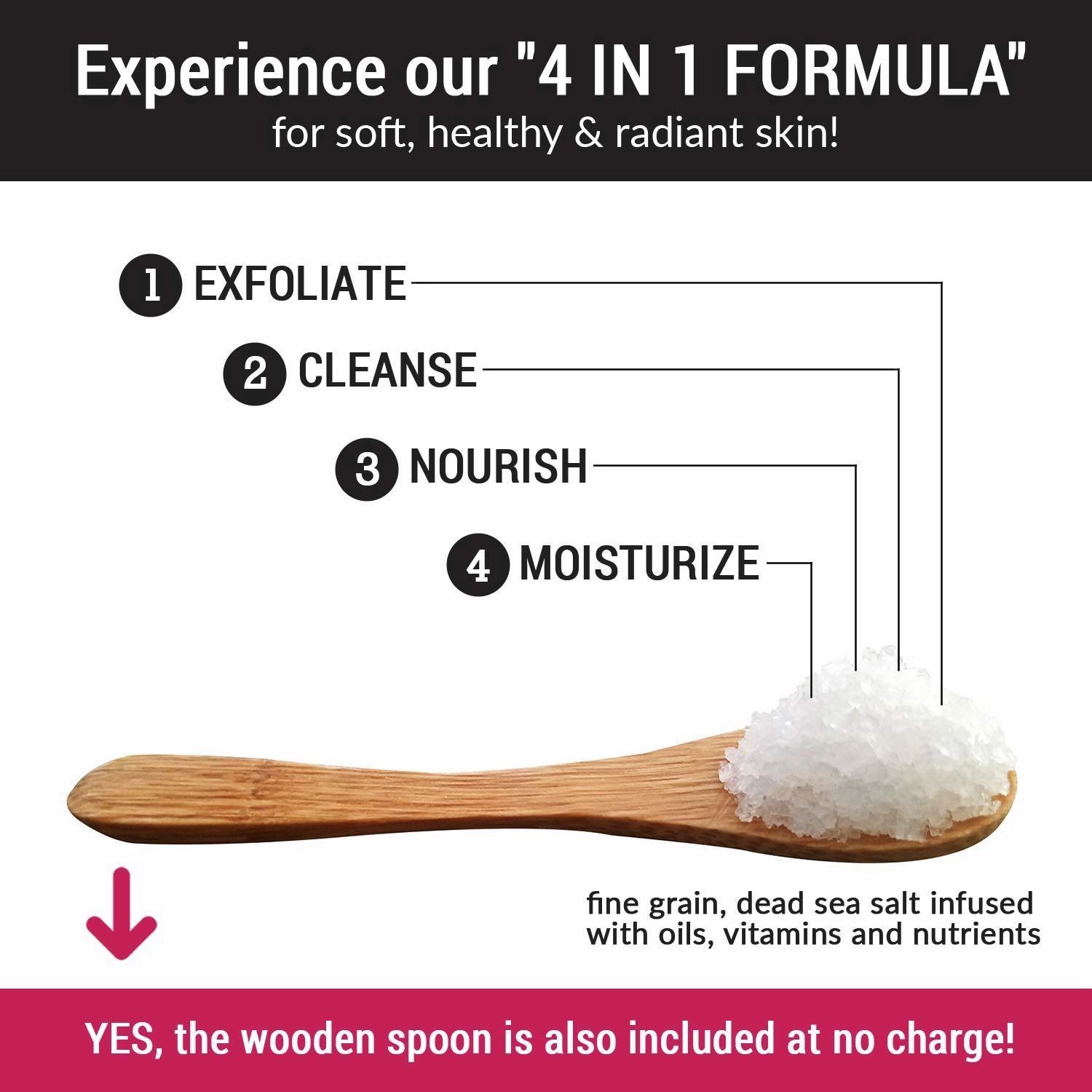 pureSCRUBS Premium Unscented Body Scrub Set - Large 16oz Dead Sea Salt Body Scrub With Infused Essential Oils & Nutrients, Includes Wooden Spoon, Loofah & Oatmeal Exfoliating Bar Soap
