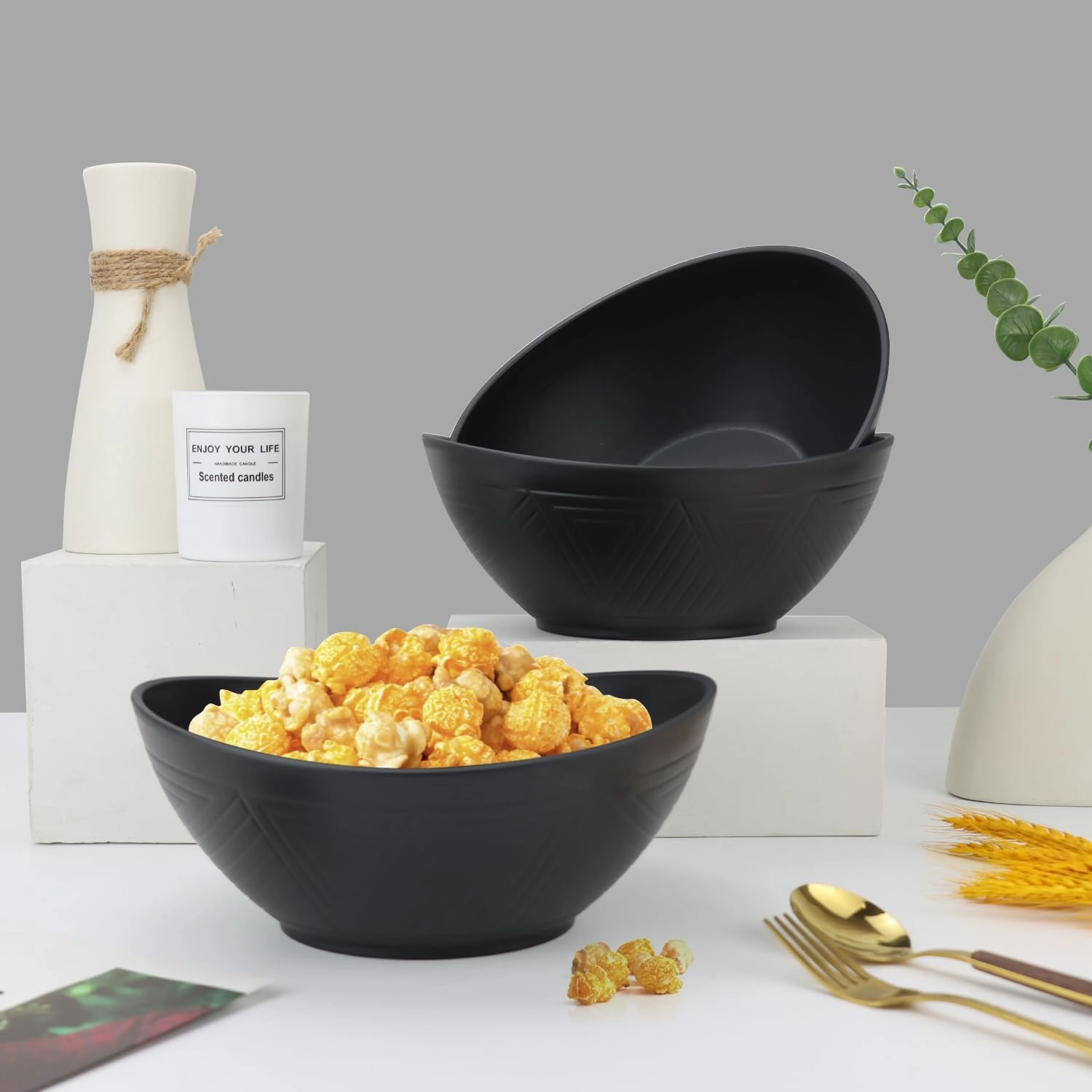 PYRMONT 65 OZ Large Wheat Straw Bowls,Cereal Bowls,Salad Bowls,Stackable Big Bowls,BPA-Free Dishwasher Microwave Safe-Sturdy Kitchen Bowls for Fruit,Yogurt,Snack-Set of 4