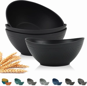 PYRMONT 65 OZ Large Wheat Straw Bowls,Cereal Bowls,Salad Bowls,Stackable Big Bowls,BPA-Free Dishwasher Microwave Safe-Sturdy Kitchen Bowls for Fruit,Yogurt,Snack-Set of 4