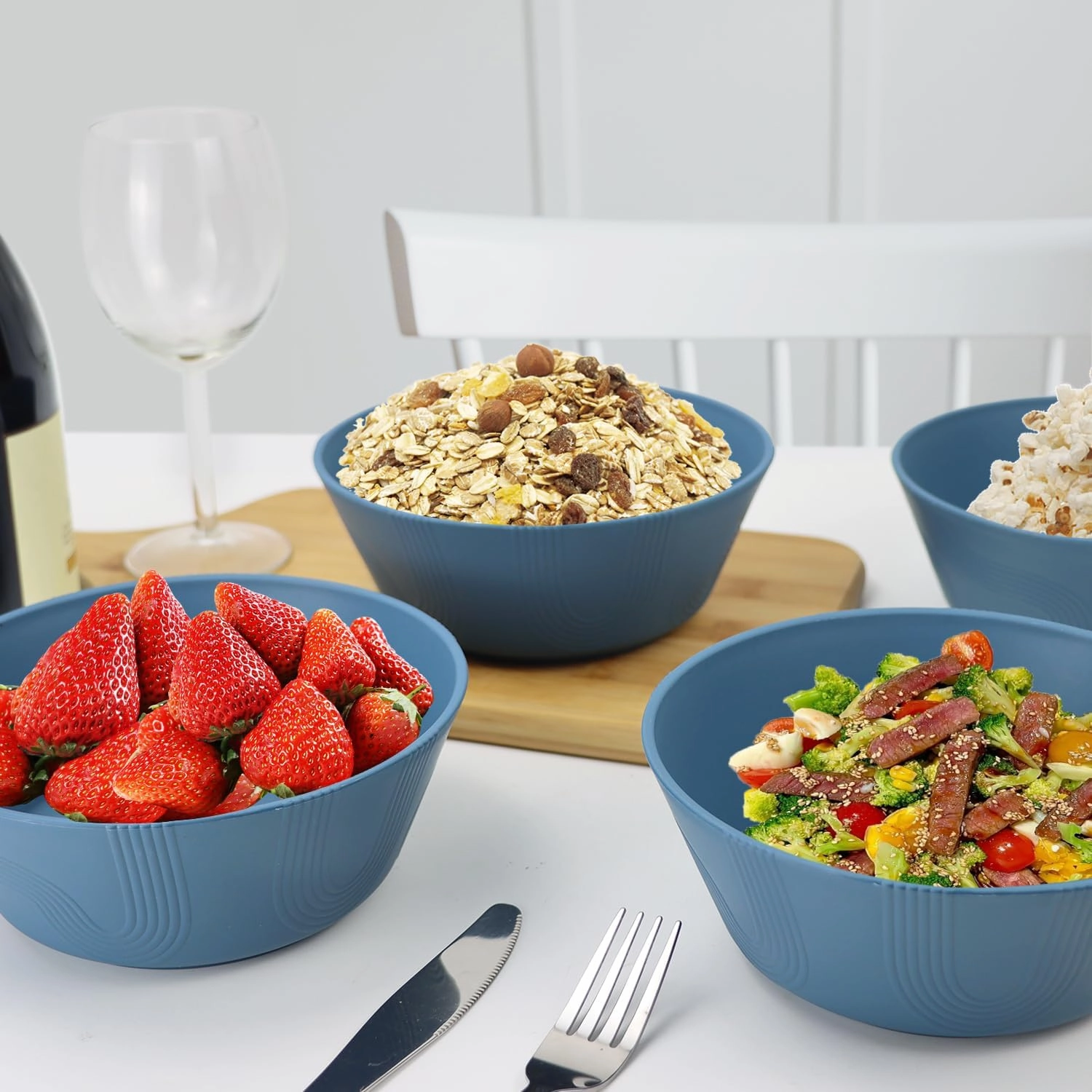 PYRMONT Wheat Straw Bowls 36oz Cereal and Salad Bowl Set of 8 Dishwasher & Microwave Safe Bowls for Kitchen, Plastic Bowls Reusable for Salad, Cereal, Snack, BPA-Free