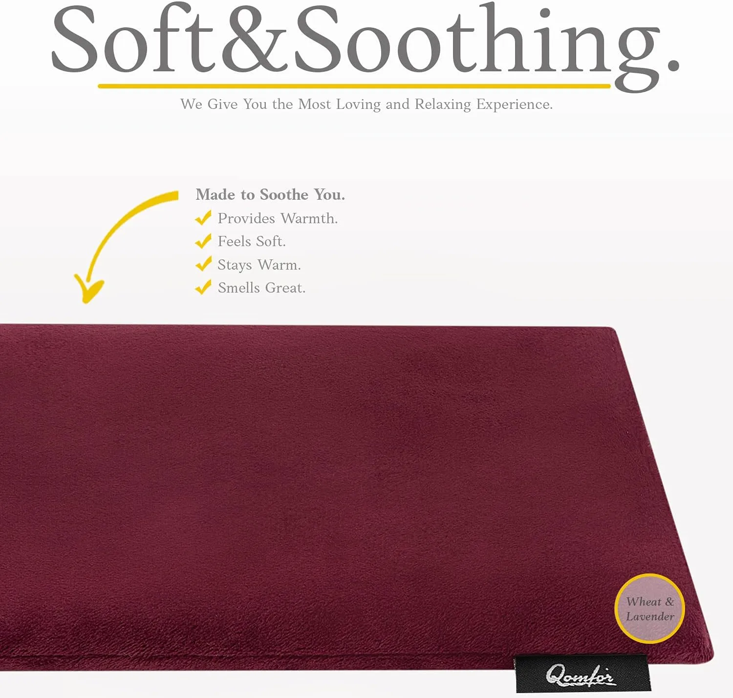 Qomfor Microwave Heating Pad - Large Microwavable Wheat Bag Heat Pack for Neck and Shoulders, Pain Relief, Back Pain, Arthritis, Period Cramps - Reusable Lavender Heating Pad (Bordeaux)