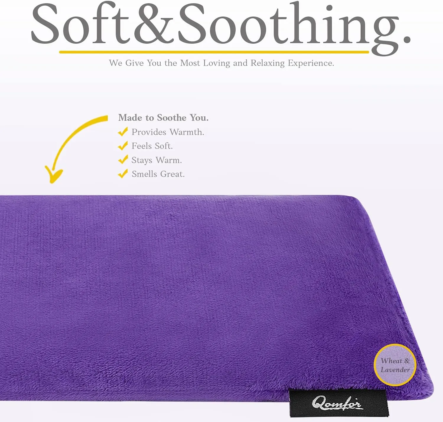 Qomfor Microwave Heating Pad - Large Microwavable Wheat Bag Heat Pack for Neck and Shoulders, Pain Relief, Back Pain, Arthritis, Period Cramps - Reusable Lavender Heating Pad (Purple)