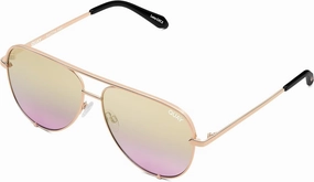 Quay Women's High Key Bling Extra Large Sunglasses, Rose Gold/Gold Lavender