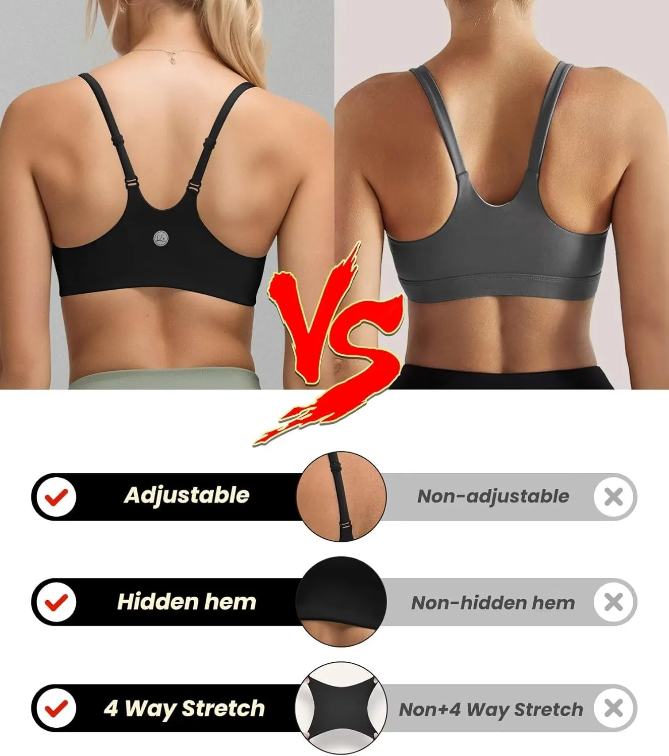 QUEENIEKE Womens Spaghetti Strap Sports Bras for Women Padded Yoga Bra Workout Wireless Crop Comfy Athletic Tops
