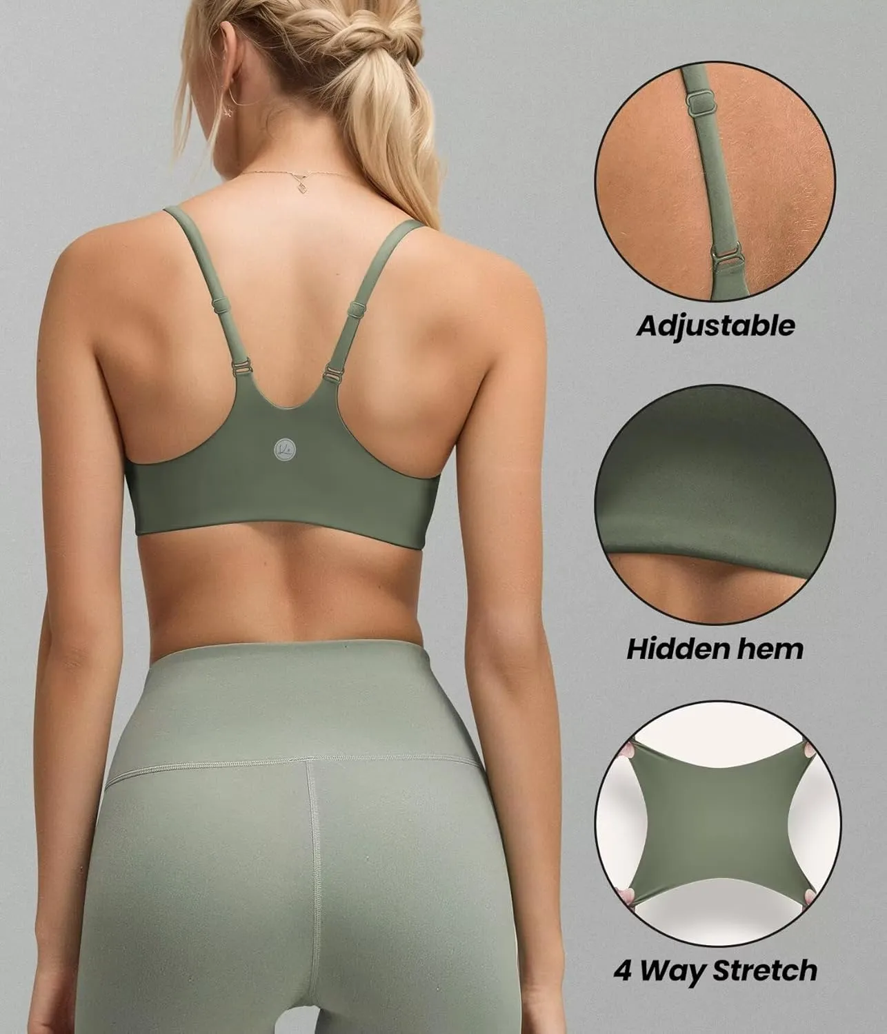 QUEENIEKE Womens Spaghetti Strap Sports Bras for Women Padded Yoga Bra Workout Wireless Crop Comfy Athletic Tops