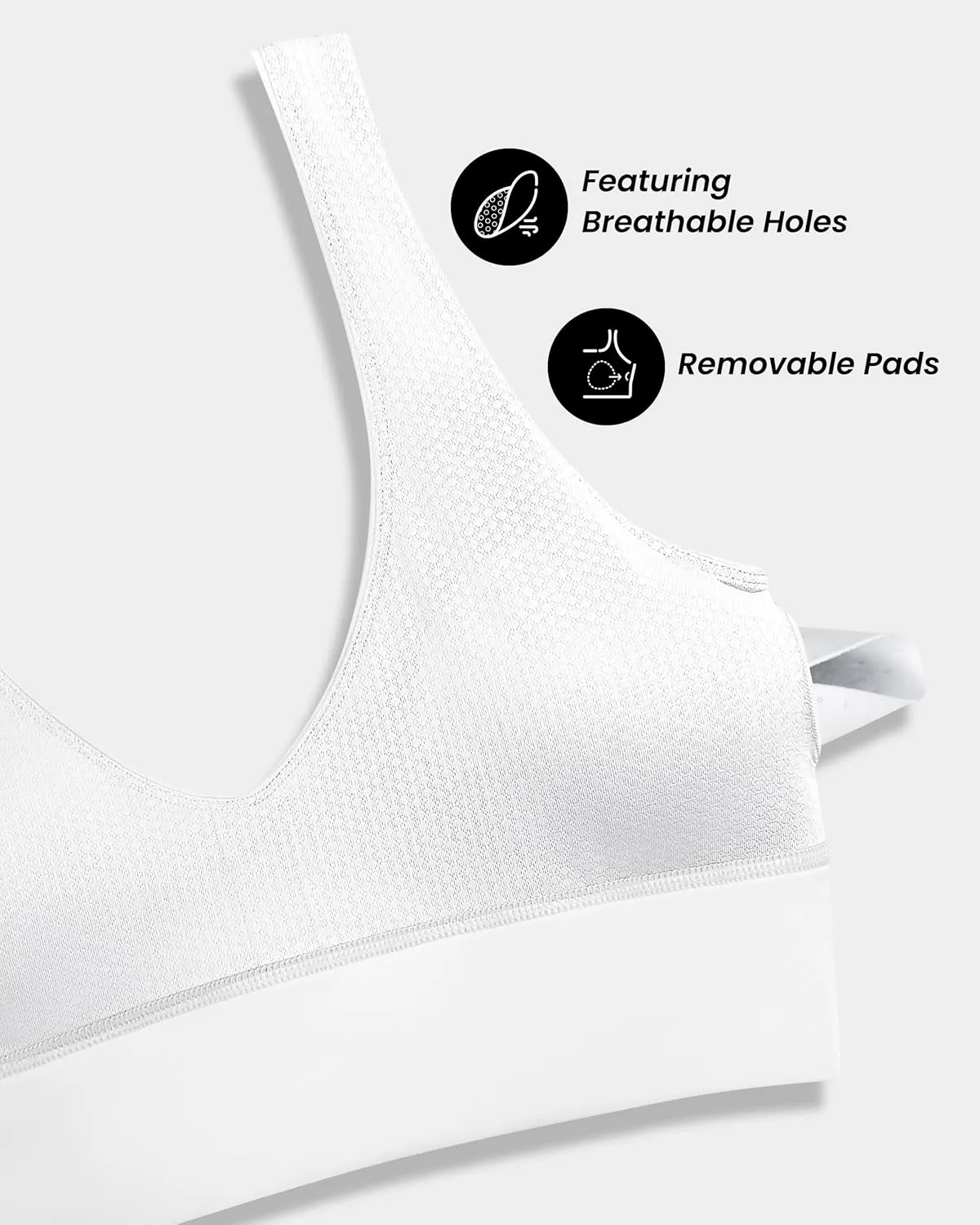 QUEENIEKE Women's V-Neck Sports Bra - U Back Medium Impact Wireless Padded Yoga Bra Crop Top for Workout