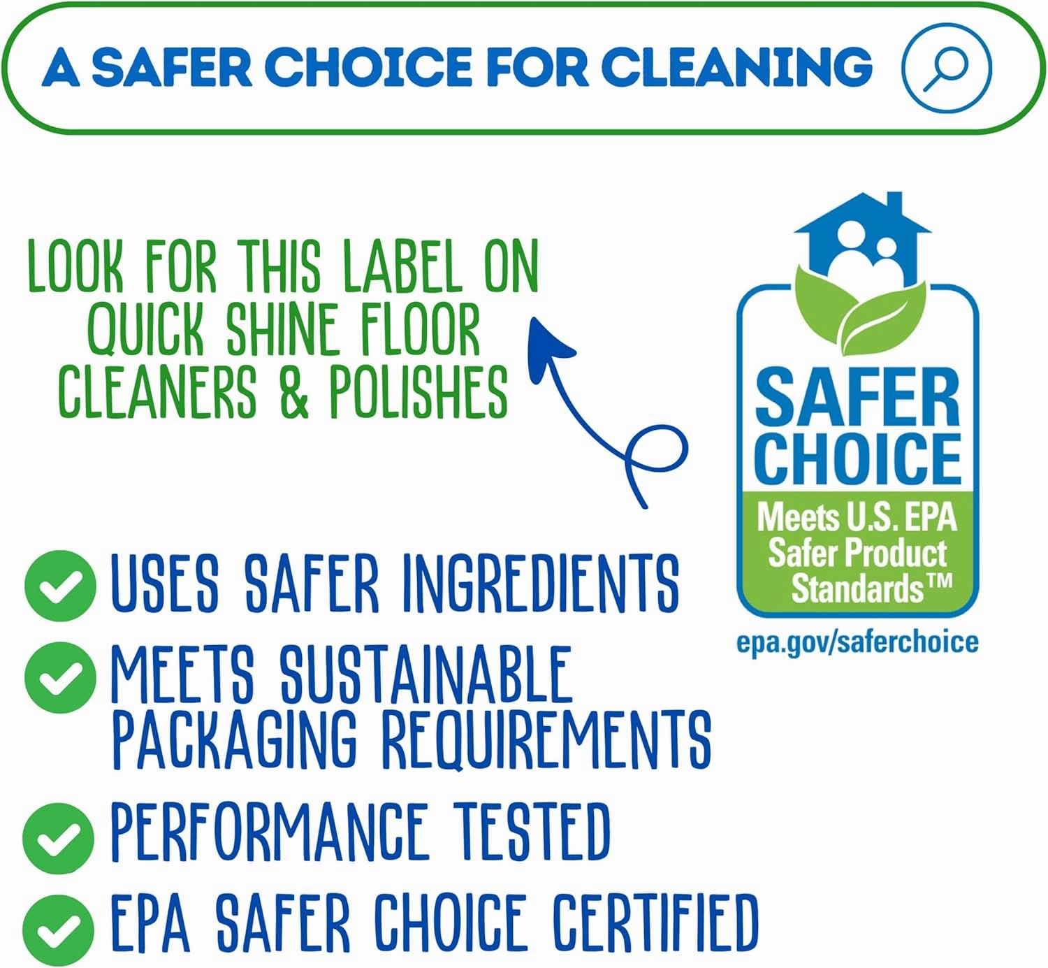 Quick Shine Hardwood Floor Luster 64oz | Plant-Based Cleaner & Polish w Carnauba | Simply Squirt & Spread | Don't Refinish It, Quick Shine It | Safer Choice Cleaner | Restore-Protect-Refresh