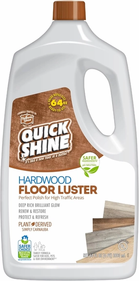 Quick Shine Hardwood Floor Luster 64oz | Plant-Based Cleaner & Polish w Carnauba | Simply Squirt & Spread | Don't Refinish It, Quick Shine It | Safer Choice Cleaner | Restore-Protect-Refresh