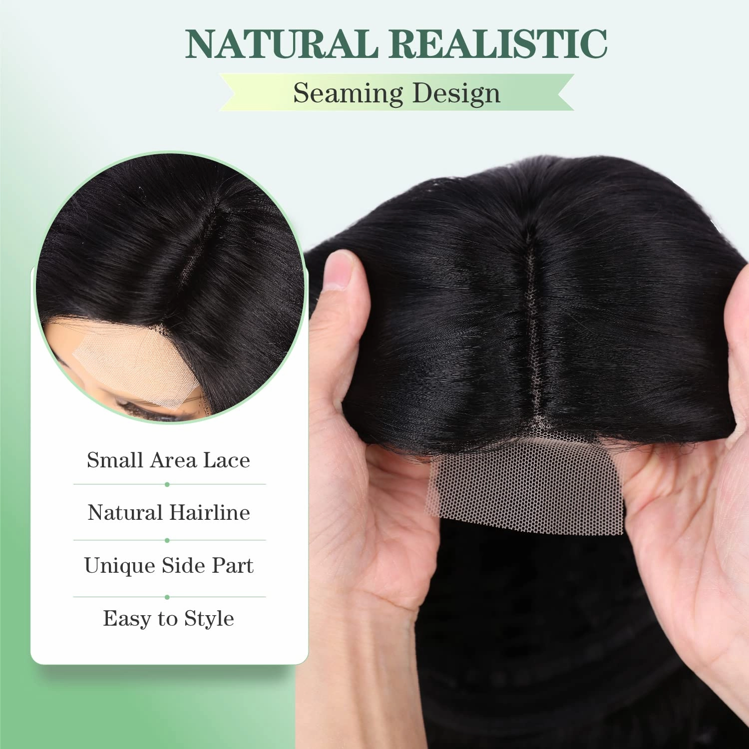 quickwig Short Body Wave Wig Glueless Short Wavy Bob Wigs Side Part Loose Wave Wigs for Women Shoulder Length Curly Synthetic Wig Lace Part Hair (Natural Black)