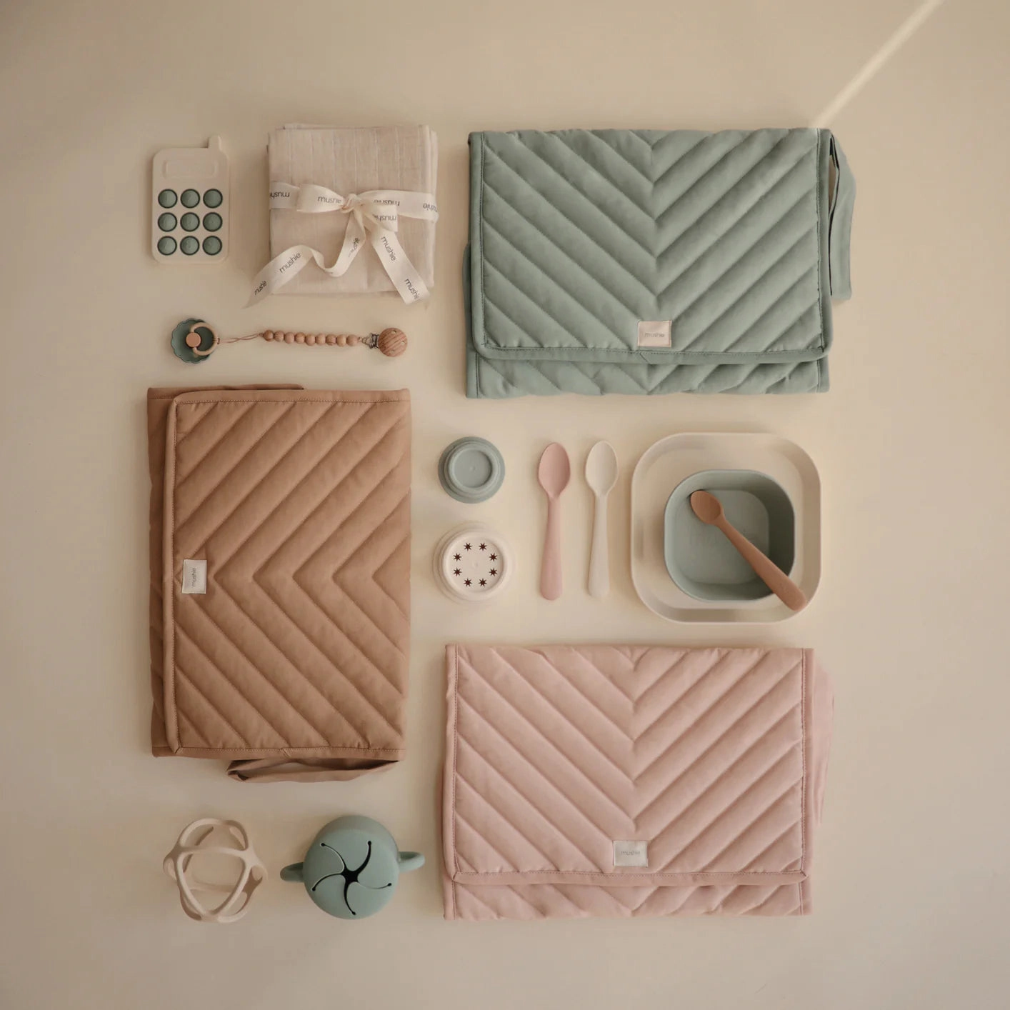 Quilted Portable Changing Pad - Roman Green