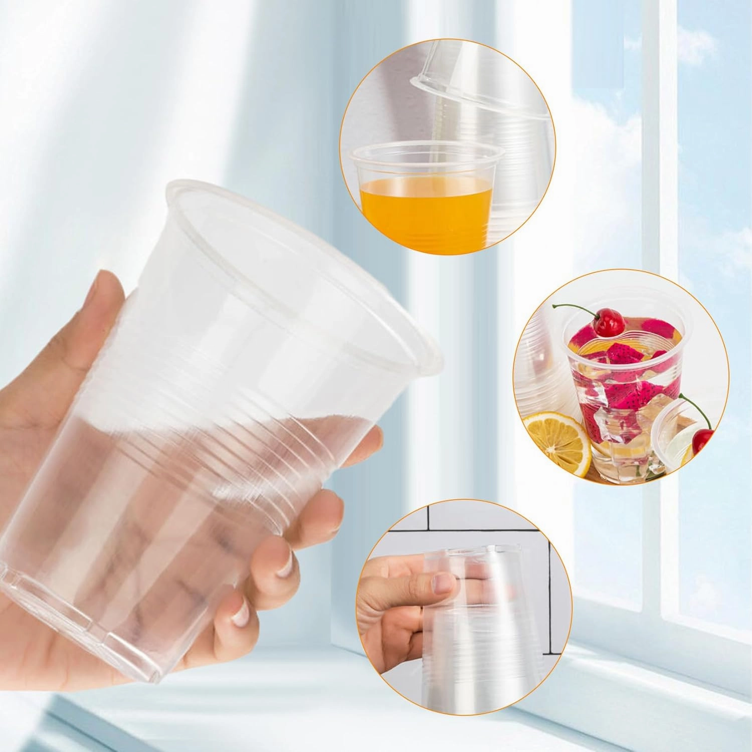 RACETOP 240 pack 16oz Disposable Plastic Cups, Clear Plastic Cups Tumbler, Transparent for Wedding, Thanksgiving, Birthday, Halloween, Christmas Party