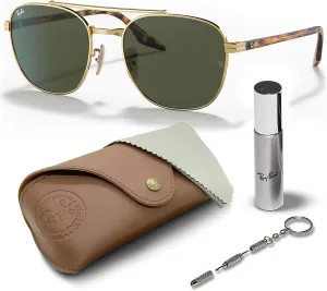 Ray-Ban RB3688 Square Shape Sunglasses With Eyewear Kit Bundle - Adjustable Nose Pads - Ideal Formal and Casual Wear Square Sunglasses