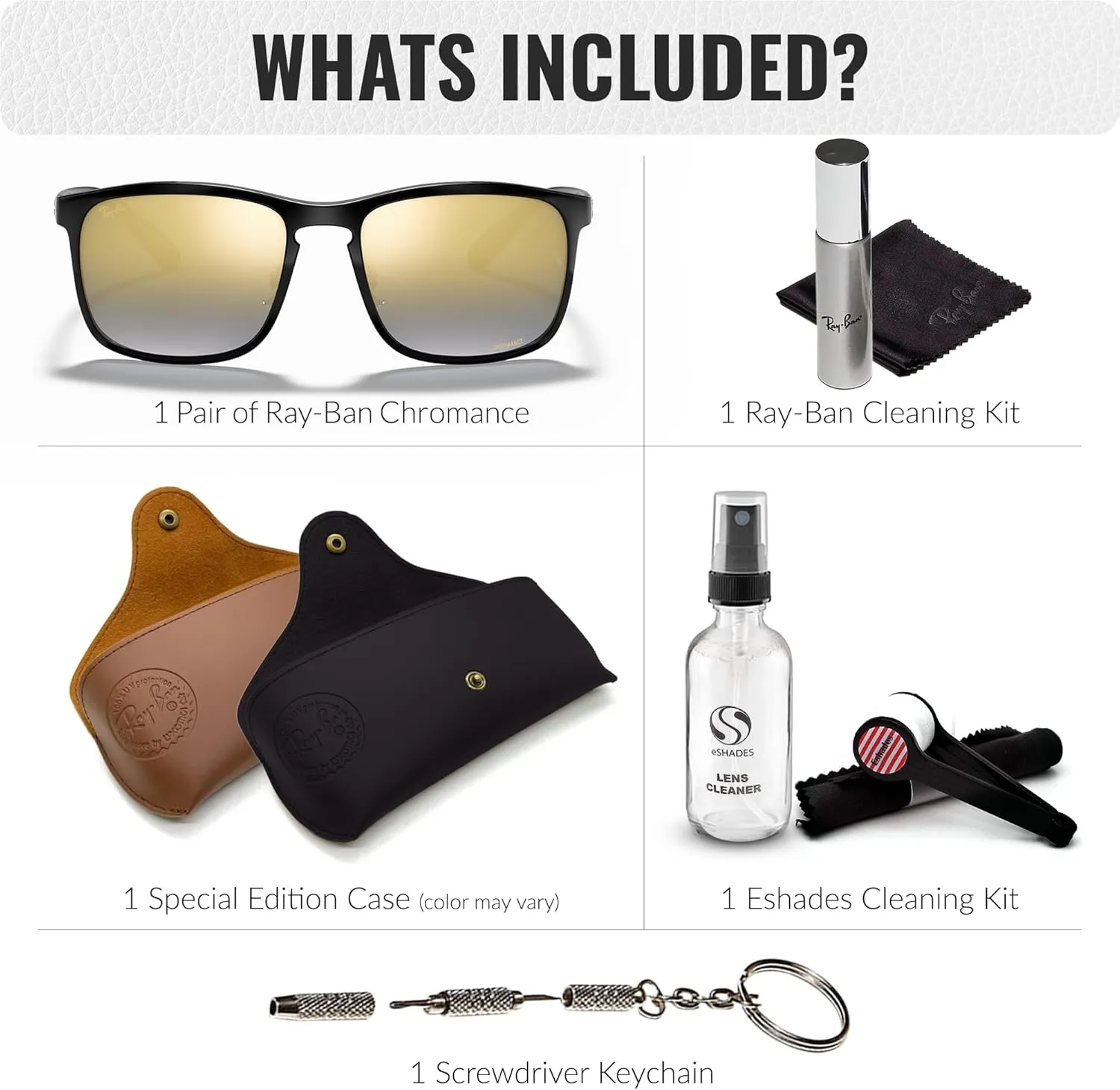 Ray-Ban RB4264 CHROMANCE Square Shape Sunglasses With Eyewear Kit Bundle - Adjustable Nose Pads - Square Sunglasses