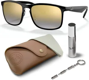 Ray-Ban RB4264 CHROMANCE Square Shape Sunglasses With Eyewear Kit Bundle - Adjustable Nose Pads - Square Sunglasses