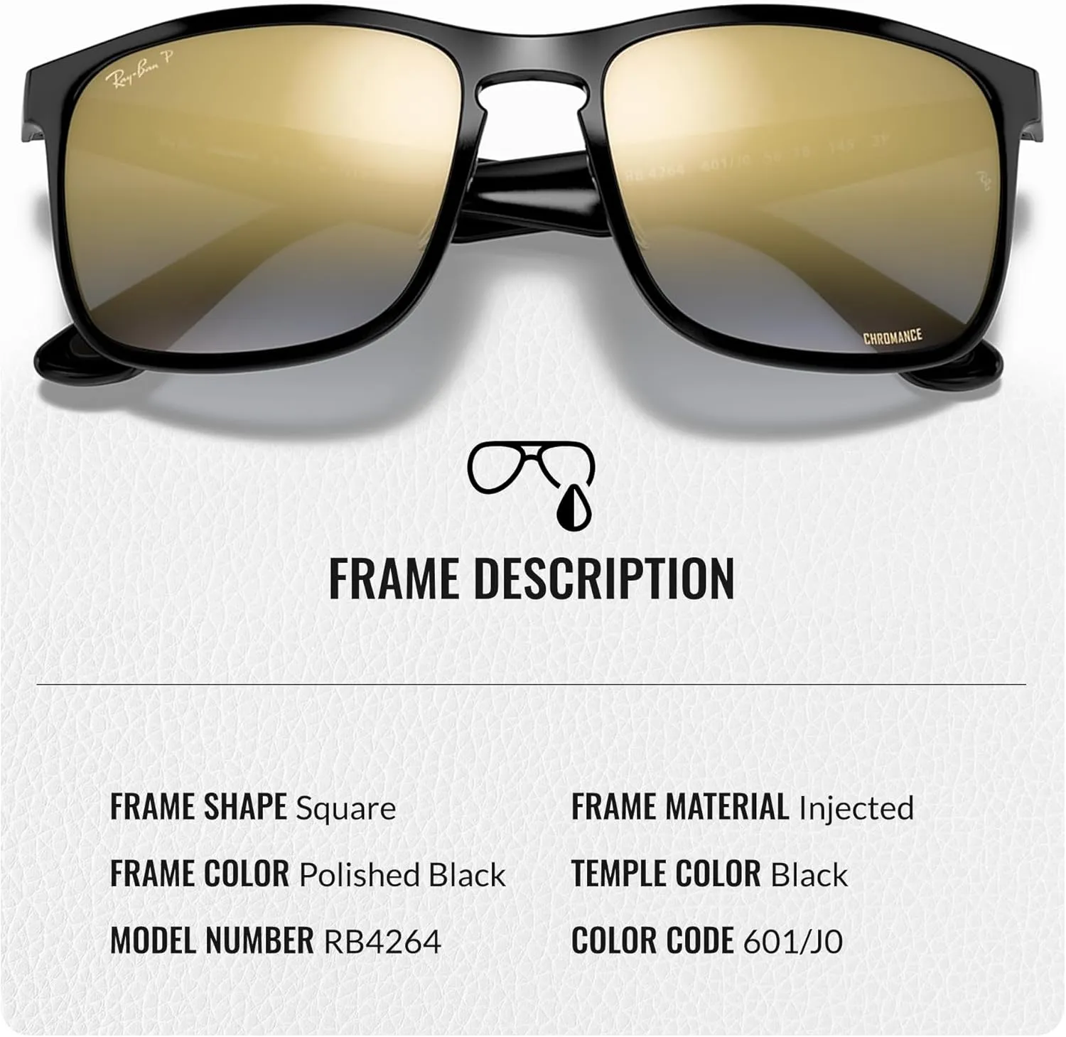Ray-Ban RB4264 CHROMANCE Square Shape Sunglasses With Eyewear Kit Bundle - Adjustable Nose Pads - Square Sunglasses