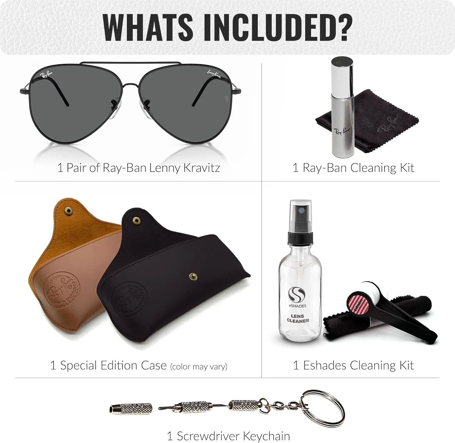 Ray-Ban RBR0101S LENNY KRAVITZ X AVIATOR REVERSE Sunglasses With Eyewear Kit Bundle - Adjustable Nose Pads