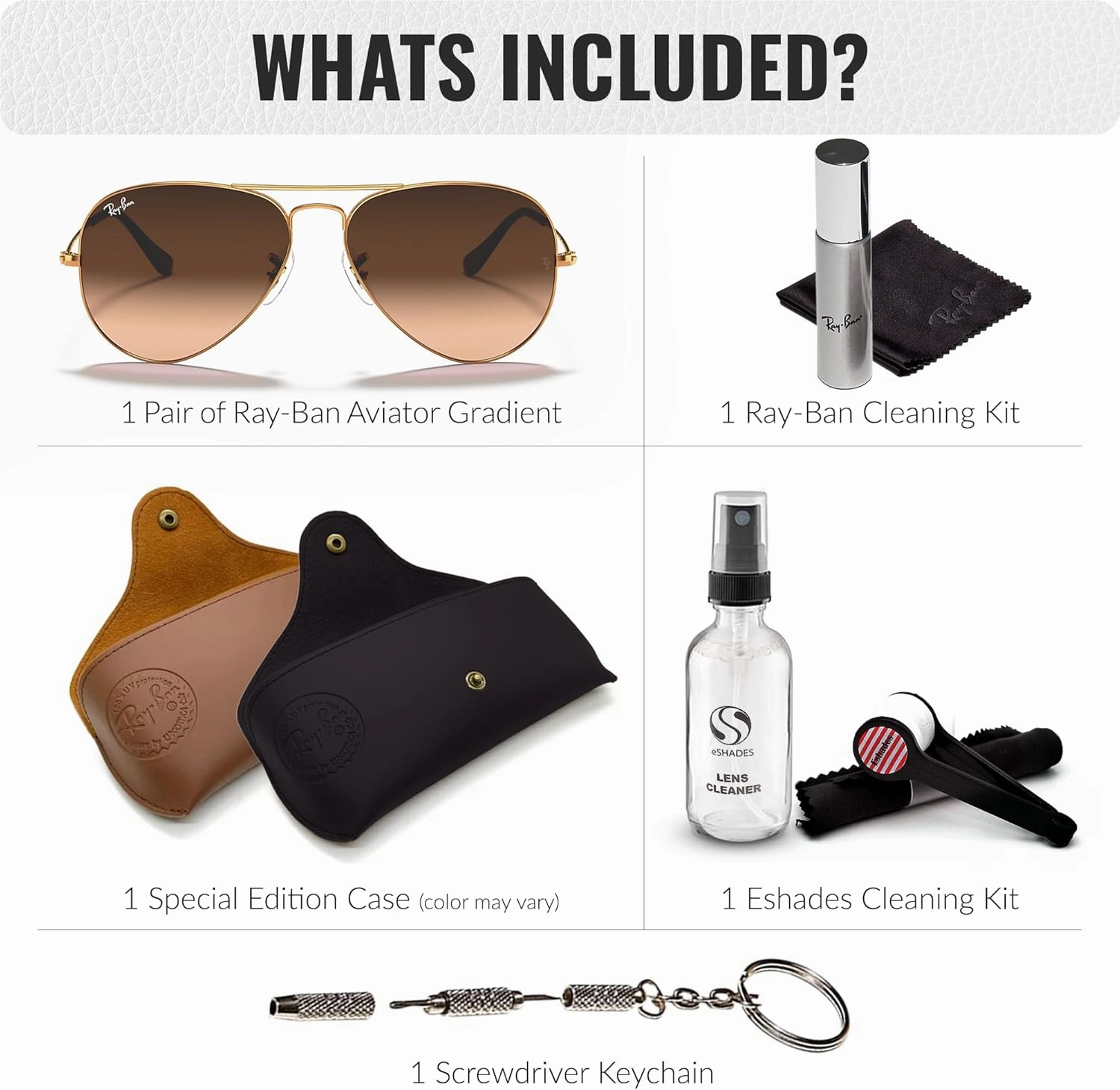 Ray-Ban RB3025 Classic Gradient Aviator Shape Sunglasses With Eyewear Kit Bundle - Adjustable Nose Pads - Retro Sunglasses