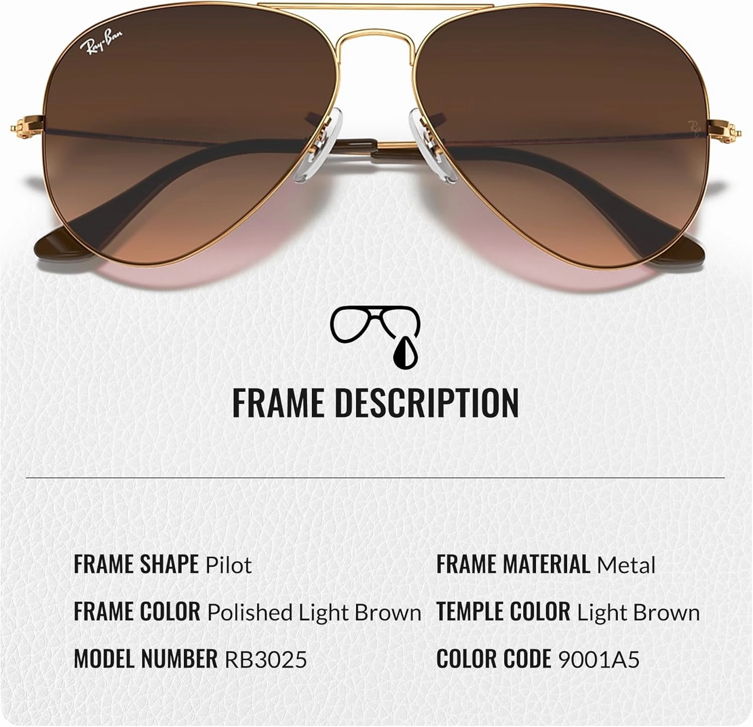 Ray-Ban RB3025 Classic Gradient Aviator Shape Sunglasses With Eyewear Kit Bundle - Adjustable Nose Pads - Retro Sunglasses