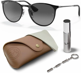 Ray-Ban RB3539 ERIKA Metal Polarized Phantos Shape Sunglasses With Eyewear Kit Bundle - Adjustable Nose Pads - Ideal Formal and Casual Wear Retro Sunglasses
