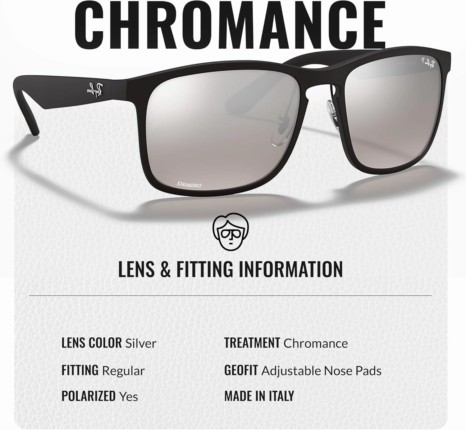 Ray-Ban RB4264 CHROMANCE Square Shape Sunglasses With Eyewear Kit Bundle - Adjustable Nose Pads - Square Sunglasses