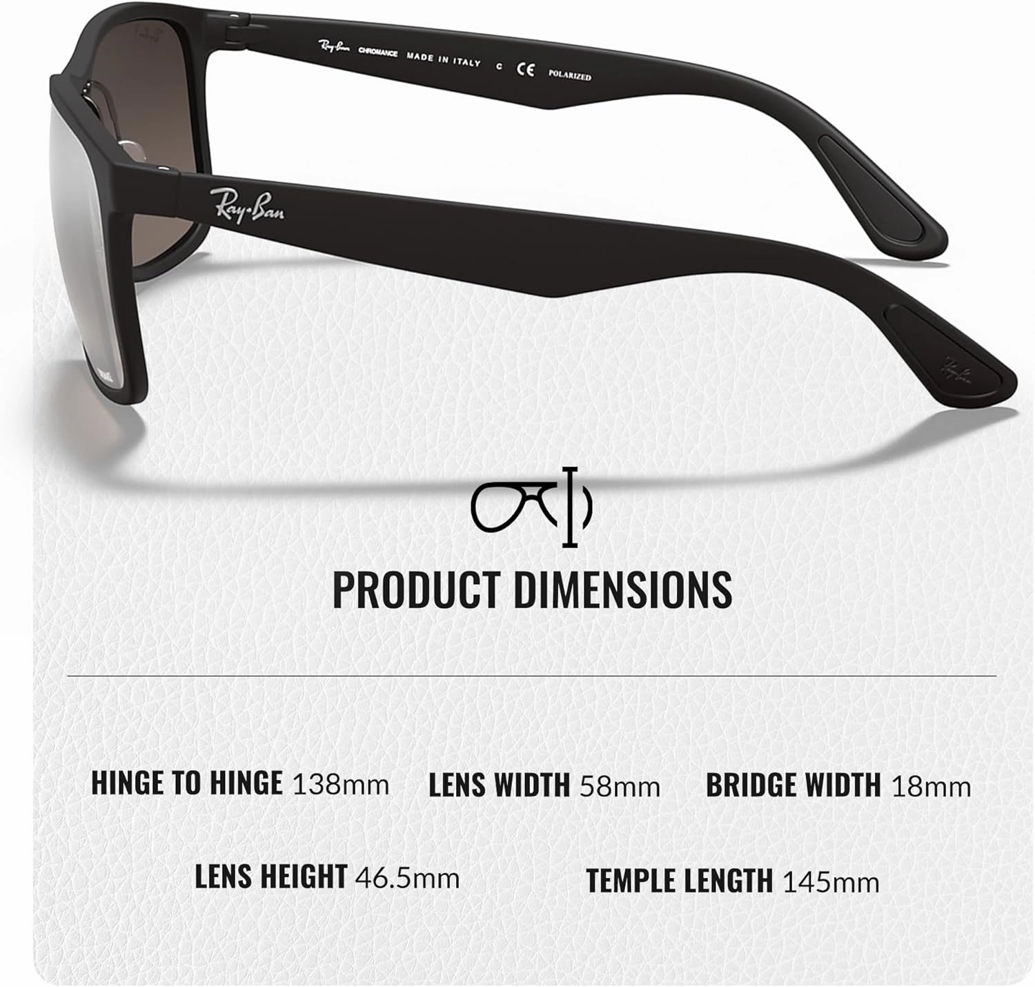 Ray-Ban RB4264 CHROMANCE Square Shape Sunglasses With Eyewear Kit Bundle - Adjustable Nose Pads - Square Sunglasses