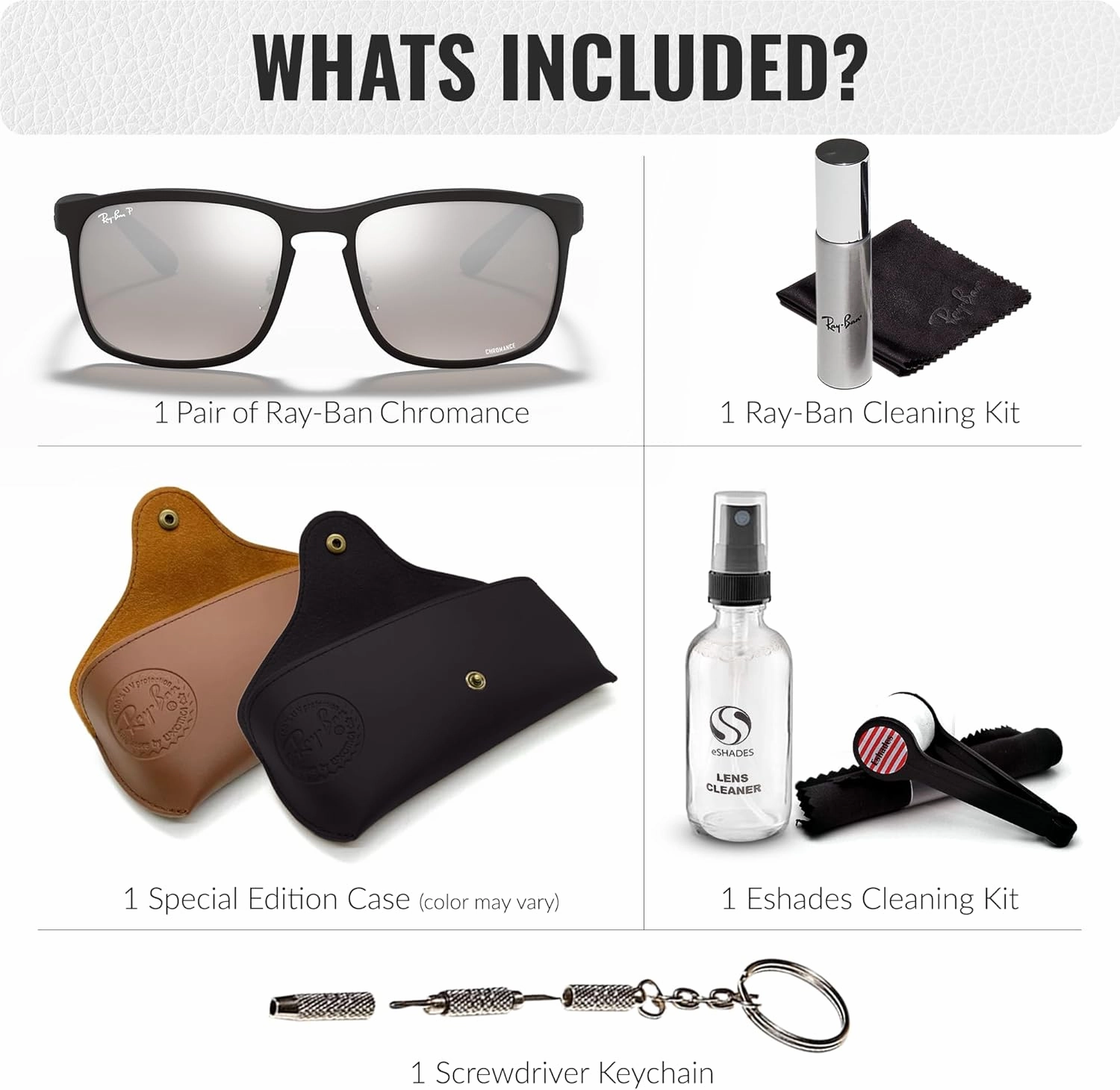 Ray-Ban RB4264 CHROMANCE Square Shape Sunglasses With Eyewear Kit Bundle - Adjustable Nose Pads - Square Sunglasses