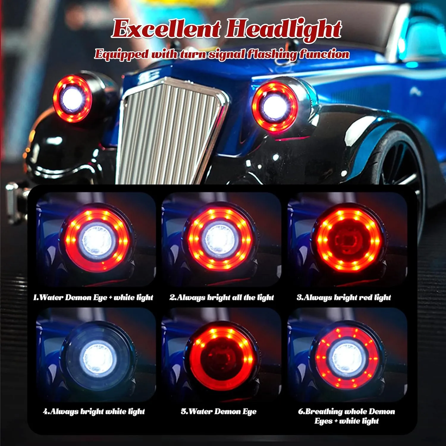 RC Drift Car, 1:16 RC Drifting Car Remote Control Car Rechargeable High Speed RC Cars Toys 4WD 2.4GHz Full Scale Blue RC Racing Cars with LED Lights Two Batteries for Boys and Adults