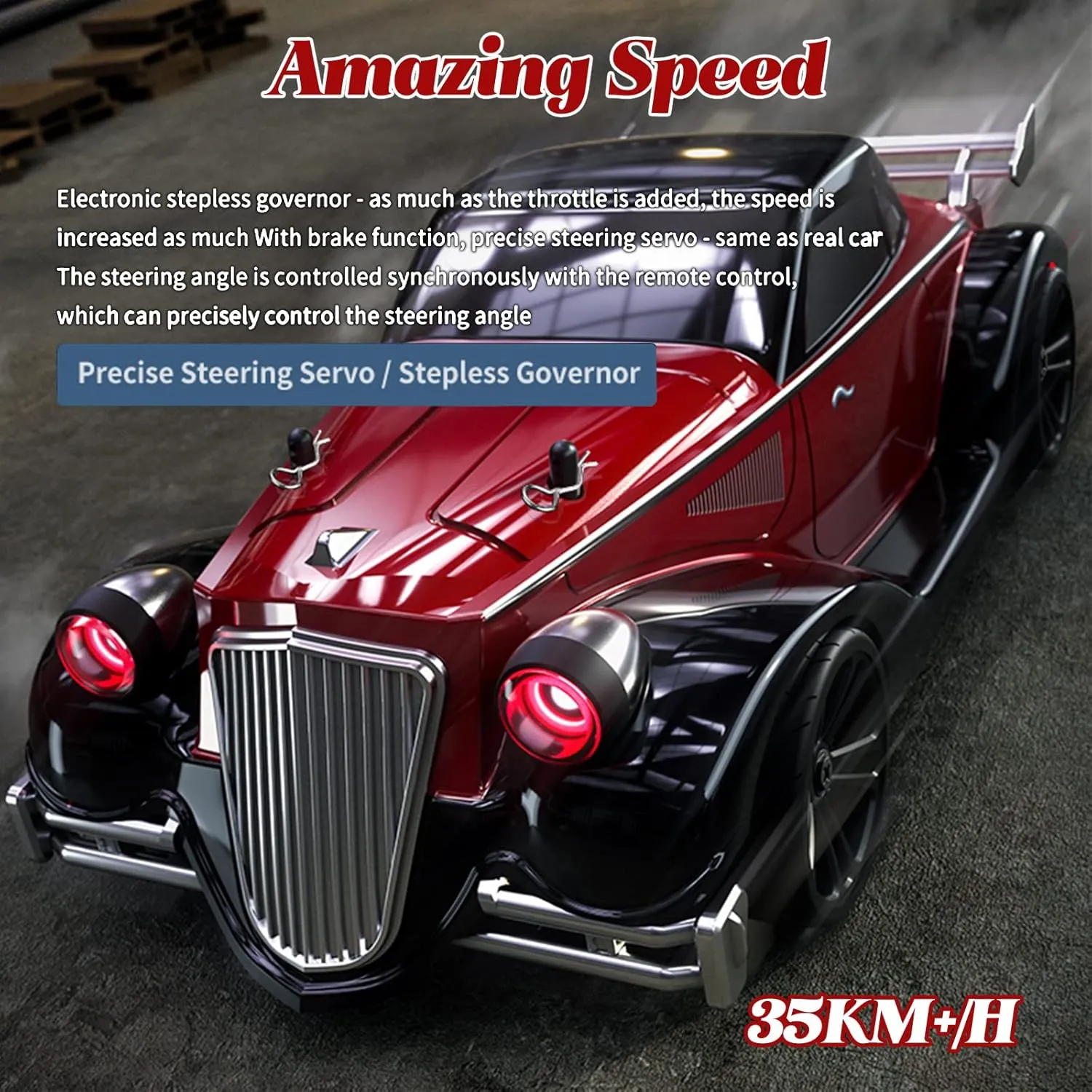 RC Drift Car, 1:16 RC Drifting Car Remote Control Car Rechargeable High Speed RC Cars Toys 4WD 2.4GHz Full Scale Blue RC Racing Cars with LED Lights Two Batteries for Boys and Adults