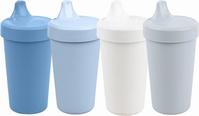 Re-Play Sippy Cups for Toddlers - 10 Oz. Reusable Spill Proof Cups for Kids, Dishwasher/Microwave Safe - Made in USA - Set of 4-3.13" x 6.25" - Cool Blues