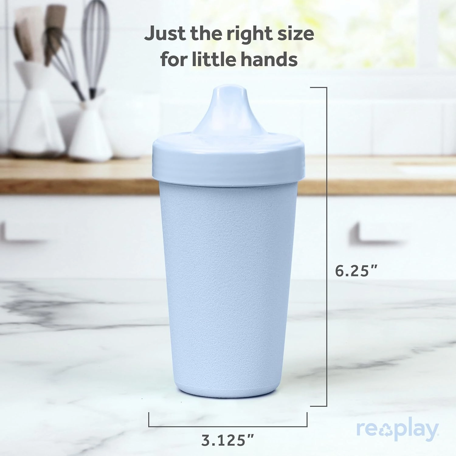 Re-Play Sippy Cups for Toddlers - 10 Oz. Reusable Spill Proof Cups for Kids, Dishwasher/Microwave Safe - Made in USA - Set of 4-3.13" x 6.25" - Cool Blues