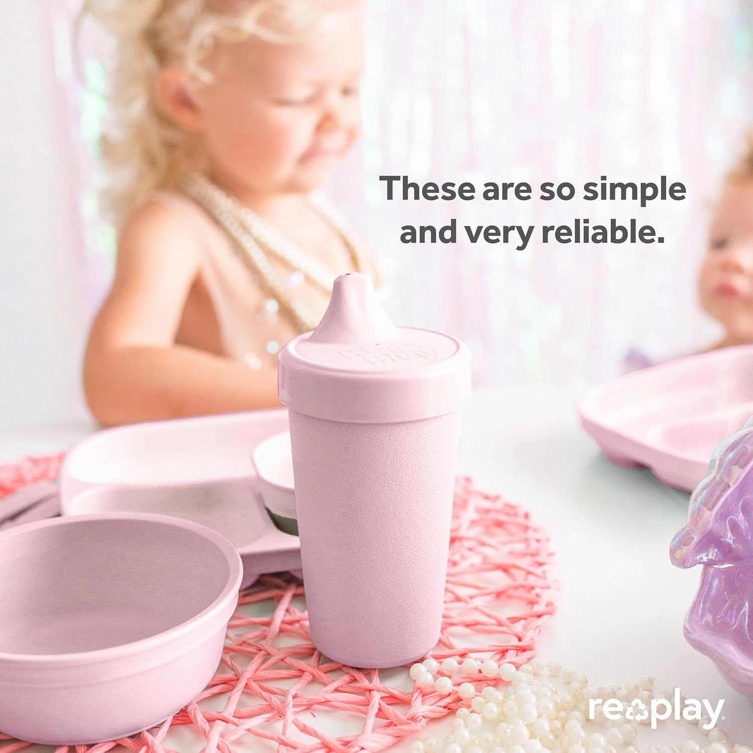 Re-Play Sippy Cups for Toddlers - 10 Oz. Reusable Spill Proof Cups for Kids, Dishwasher/Microwave Safe - Made in USA - Set of 4-3.13" x 6.25" - Desert Roses