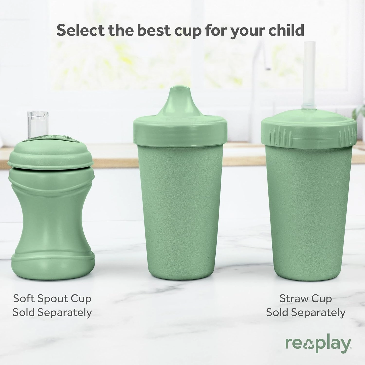 Re-Play Sippy Cups for Toddlers - 10 Oz. Reusable Spill Proof Cups for Kids, Dishwasher/Microwave Safe - Made in USA - Set of 4-3.13" x 6.25" - Desert Roses