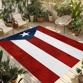 Red Blue Outdoor Rug 4x6ft Large Patio Rug, Washable RV Camping Outside Area Runner Rug Mat, National Star Stripe Flag Indoor Outdoor Carpet for Picnic Backyard Deck Porch Balcony Beach