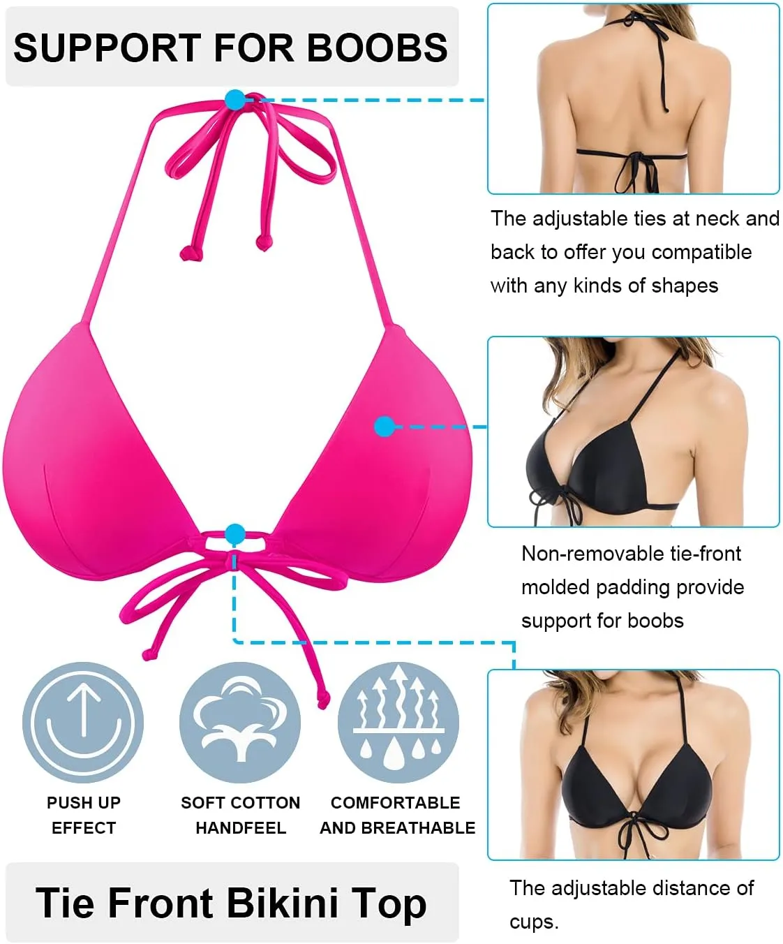 RELLECIGA Women's Triangle Bikini Top