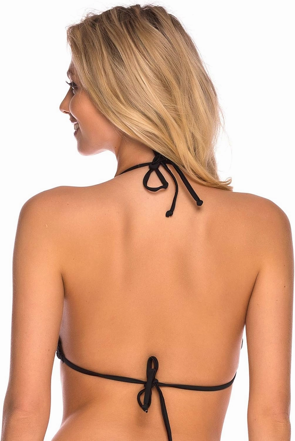 RELLECIGA Women's Wavy Triangle Bikini Top Halter Swimsuit Top