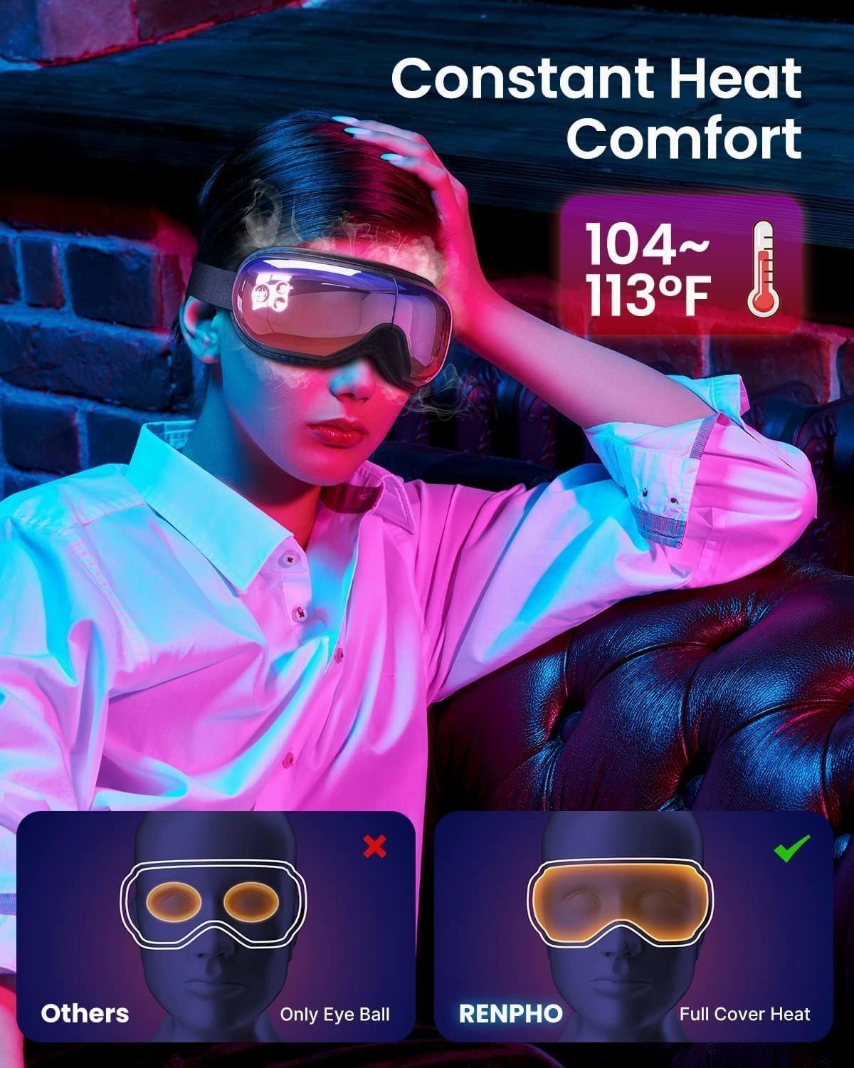 RENPHO Father's Day Gifts Eyeris 1 Eye Massager with Heat, Sleep Mask with Bluetooth Music, Face Massager, Eye Care Device, Reduce Eye Strain Birthday Gifts for Women Men Her Him