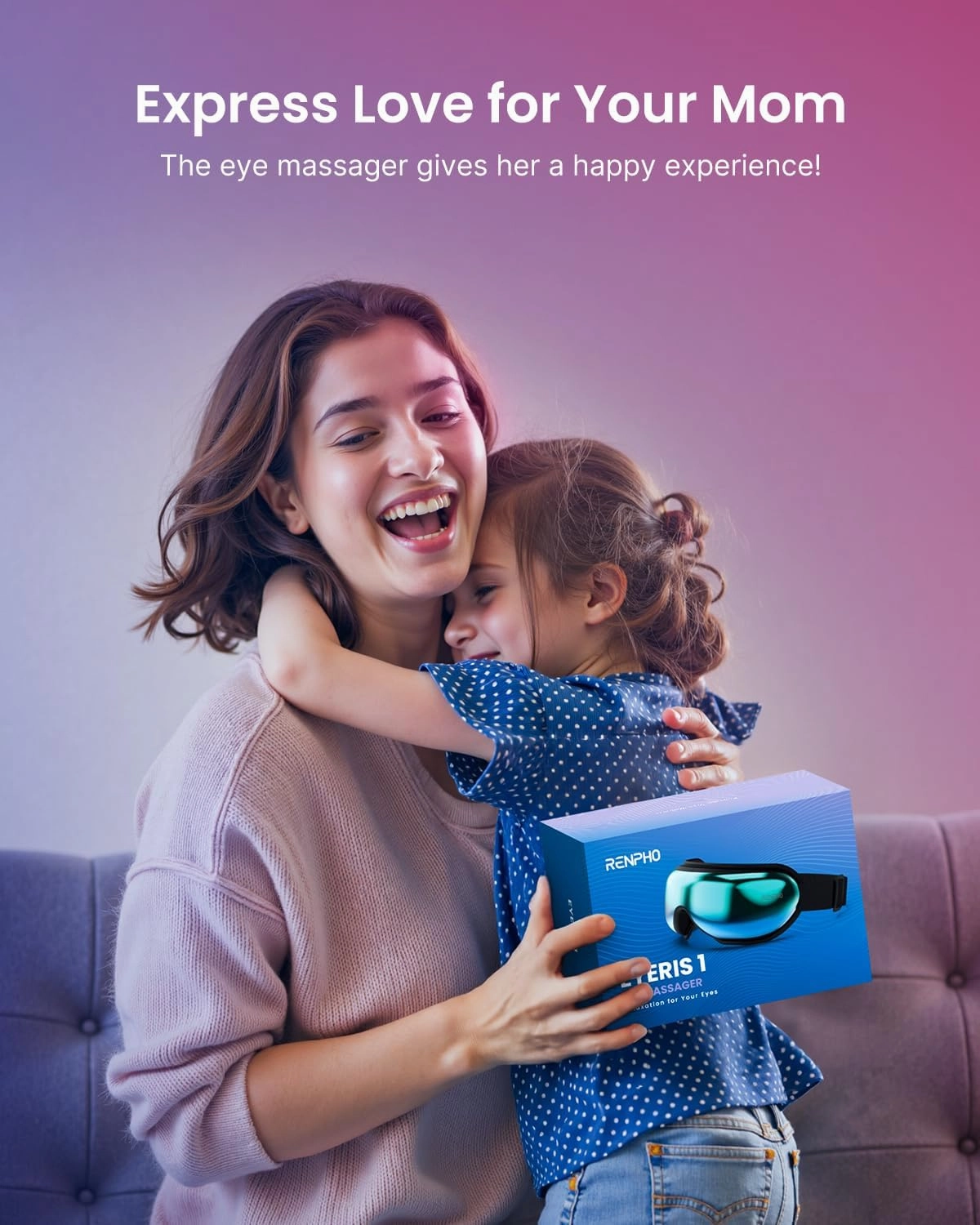RENPHO Father's Day Gifts Eyeris 1 Eye Massager with Heat, Sleep Mask with Bluetooth Music, Face Massager, Eye Care Device, Reduce Eye Strain Birthday Gifts for Women Men Her Him