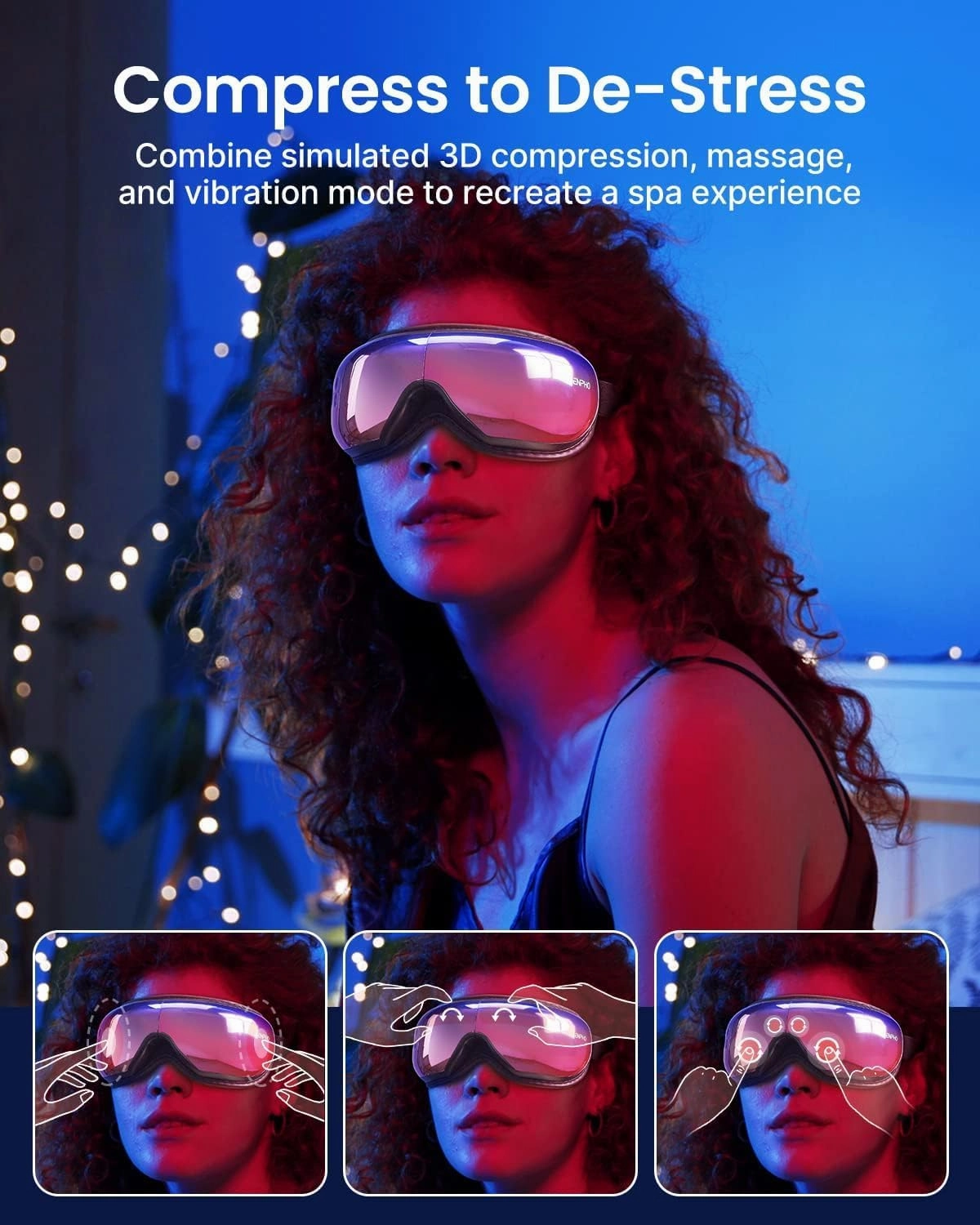RENPHO Father's Day Gifts Eyeris 1 Eye Massager with Heat, Sleep Mask with Bluetooth Music, Face Massager, Eye Care Device, Reduce Eye Strain Birthday Gifts for Women Men Her Him