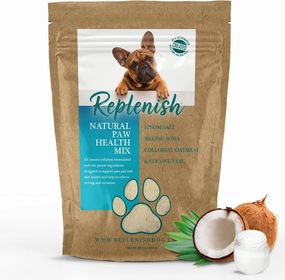 Replenish Dog Paw Healing Solution – All Natural Veterinarian Developed Paw Soak - Medicated Dog Paw Protector & Moisturizer for Dry Cracked Paws - Epsom Salt Treatment - Spa Paw Protection for Dogs